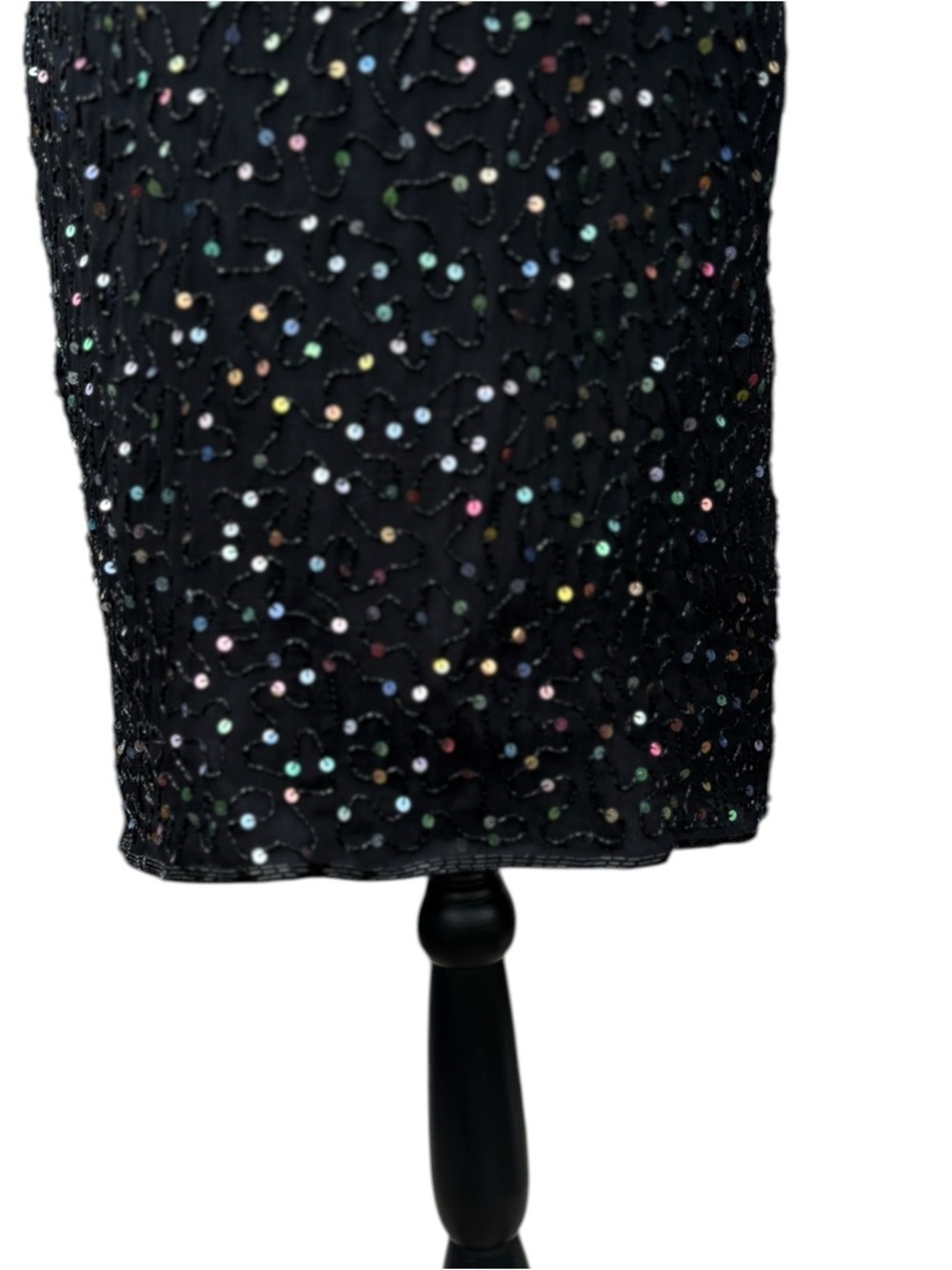 ✨ Vintage Laurence Kazar Silk Beaded and Iridescent Sequin Cocktail Dress Sz L ✨ - Picture 10 of 12